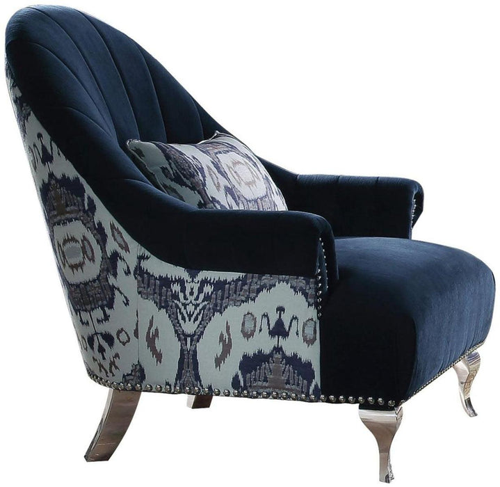 Acme Furniture Jaborosa Chair with 1 Pillow in Blue 50347