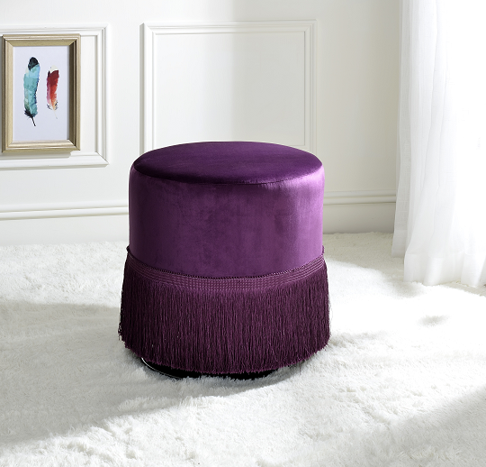 Clivia Eggplant Velvet Ottoman