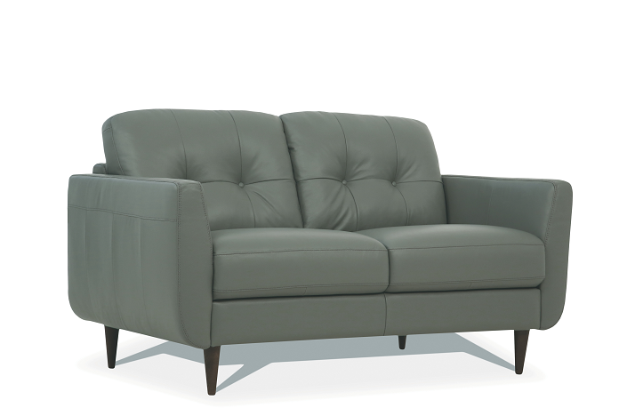 Radwan Pesto Green Leather Loveseat