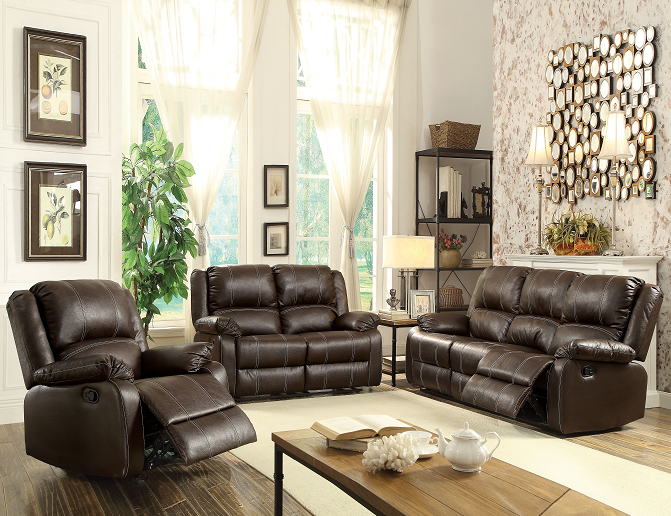 Zuriel Brown PU Sofa (Motion)