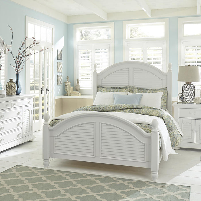 Summer House I Queen Poster Bed, Dresser & Mirror, Chest, Nightstand