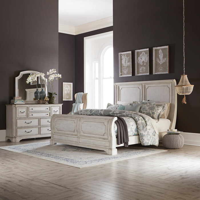 Abbey Road Queen Sleigh Bed, Dresser & Mirror
