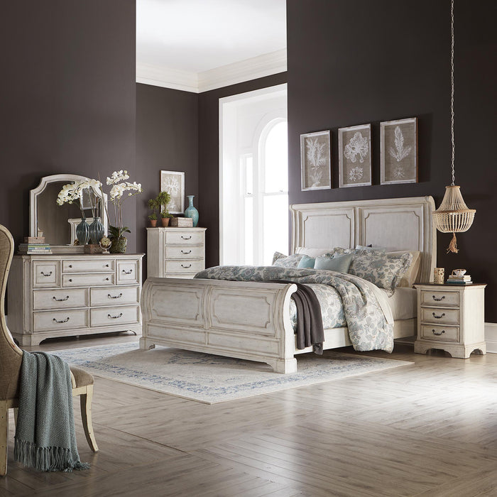 Abbey Road King Sleigh Bed, Dresser & Mirror, Chest, Nightstand