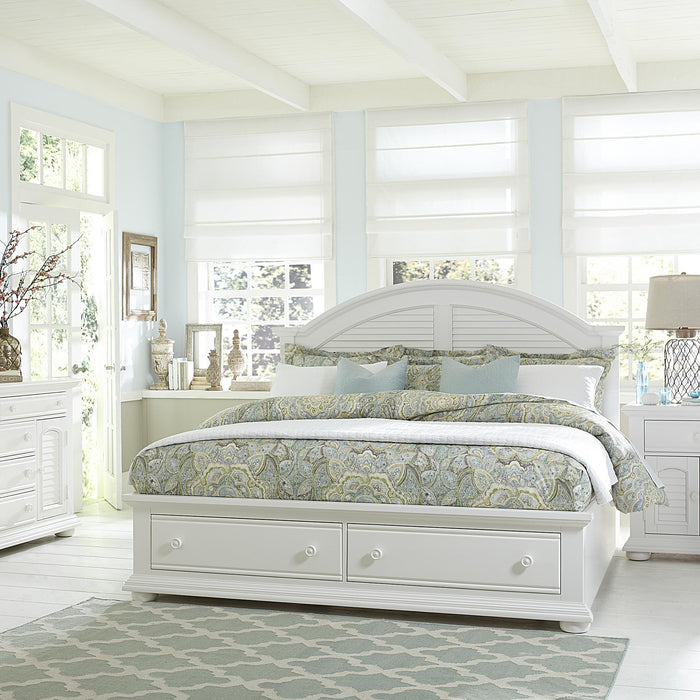 Summer House I King Storage Bed, Dresser & Mirror, Chest, Nightstand