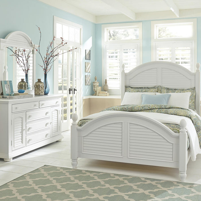 Summer House I Queen Poster Bed, Dresser & Mirror, Chest