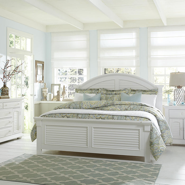 Summer House I Queen Panel Bed, Dresser & Mirror, Chest, Nightstand