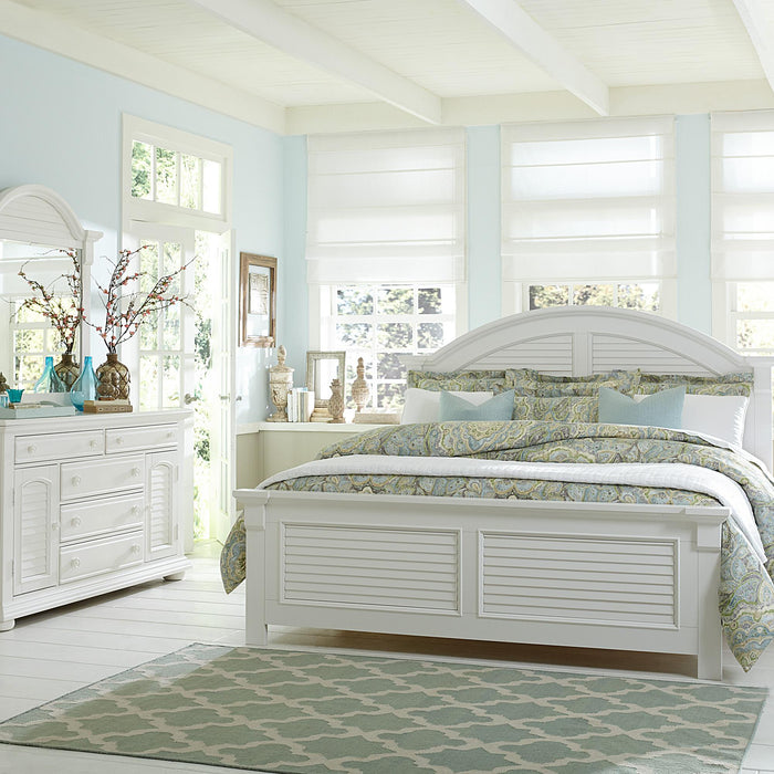 Summer House I Queen Panel Bed, Dresser & Mirror, Chest