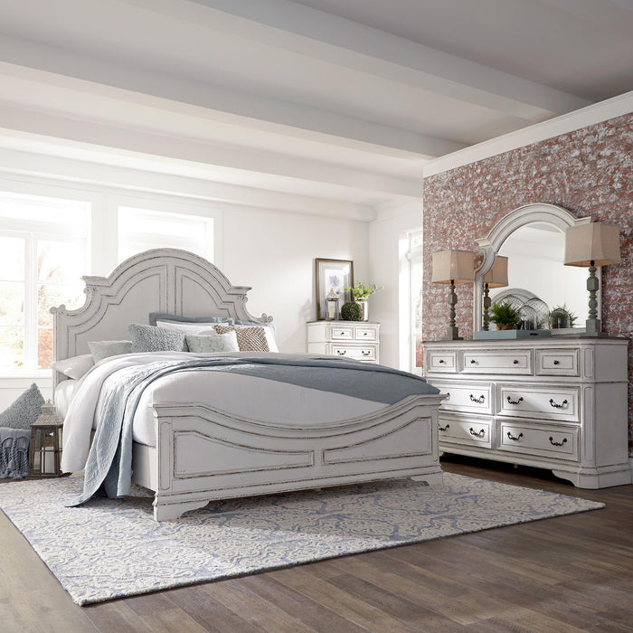 Magnolia Manor King California Panel Bed, Dresser & Mirror, Chest