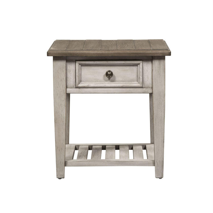 Liberty Heartland Drawer End Table in Antique White