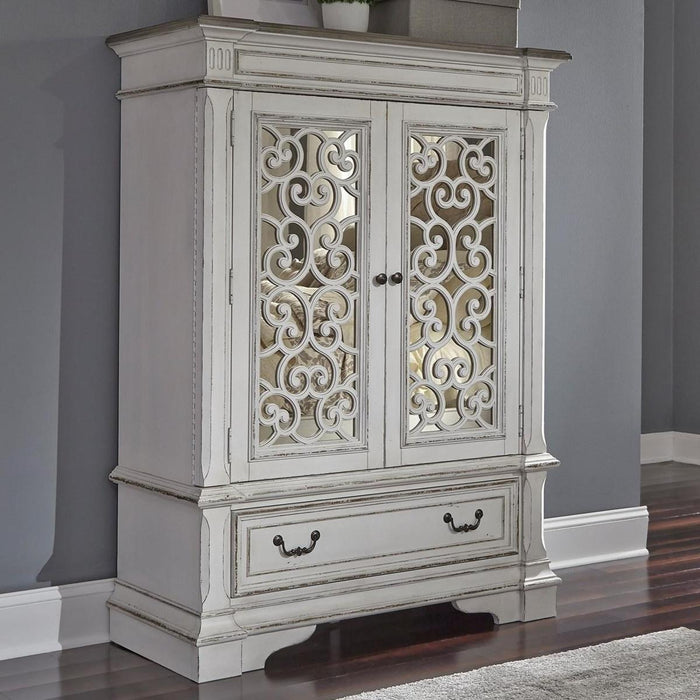 Liberty Furniture Abbey Park Mirrored Door Chest in Antique White