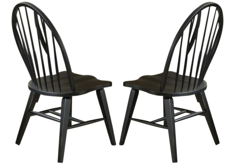 Liberty Furniture Hearthstone Windsor Back Side Chair in Black (Set of 2)