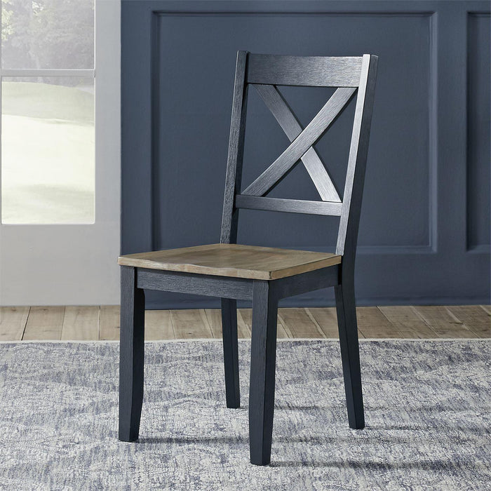 Liberty Furniture Lakeshore X Back Side Chair in Navy (Set of 2)
