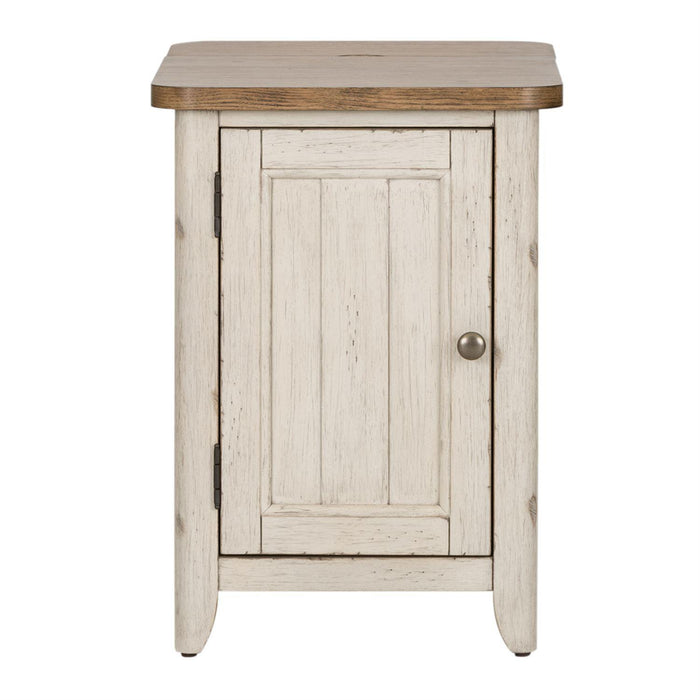 Liberty Farmhouse Reimagined Door Chair Side Table w/ Charging in Antique White