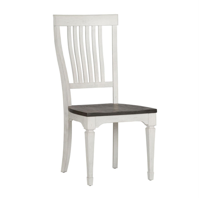 Liberty Furniture Allyson Park Slat Back Side Chair in White with Charcoal (Set of 2)