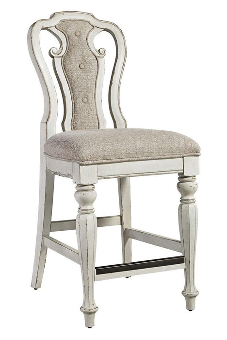 Liberty Furniture Magnolia Manor Upholstered Counter Height Chair in Antique White (Set of 2)