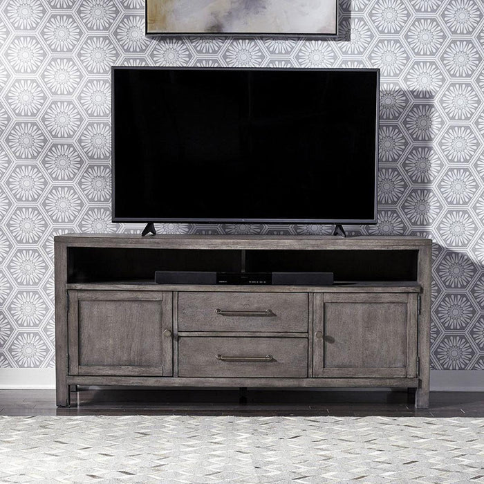 Liberty Furniture Modern Farmhouse 66" Entertainment Console in Dusty Charcoal