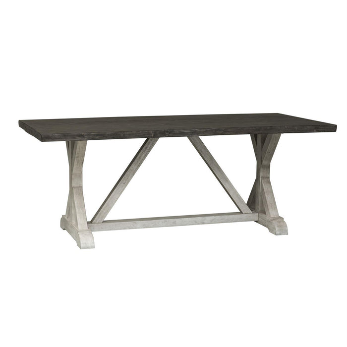 Liberty Furniture Willowrun Trestle Dining Table in Rustic White