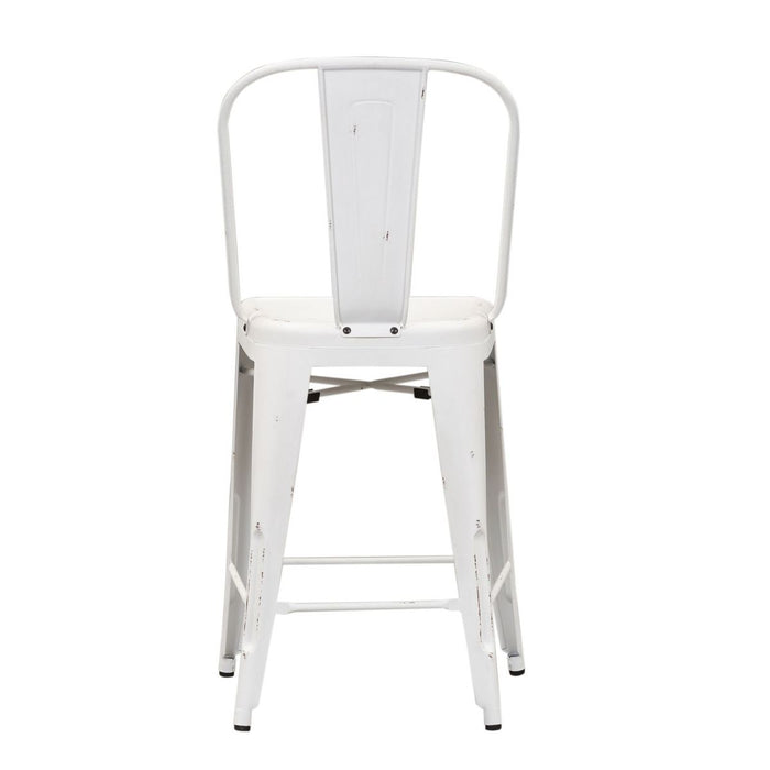 Liberty Furniture Vintage Series Bow Back Counter Chair in Antique White (Set of 2)