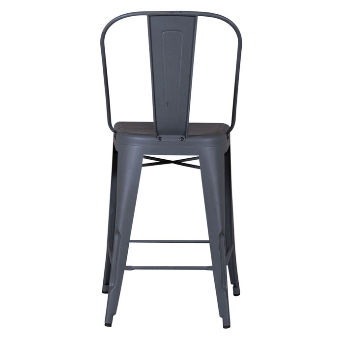 Liberty Furniture Vintage Series Bow Back Counter Chair in Grey (Set of 2)