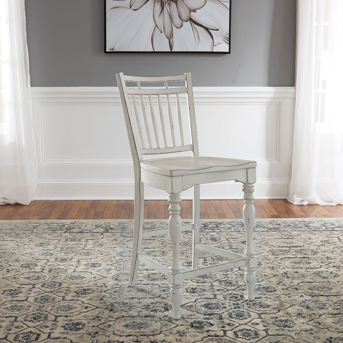 Liberty Furniture Magnolia Manor Spindle Back Counter Chair in Antique White