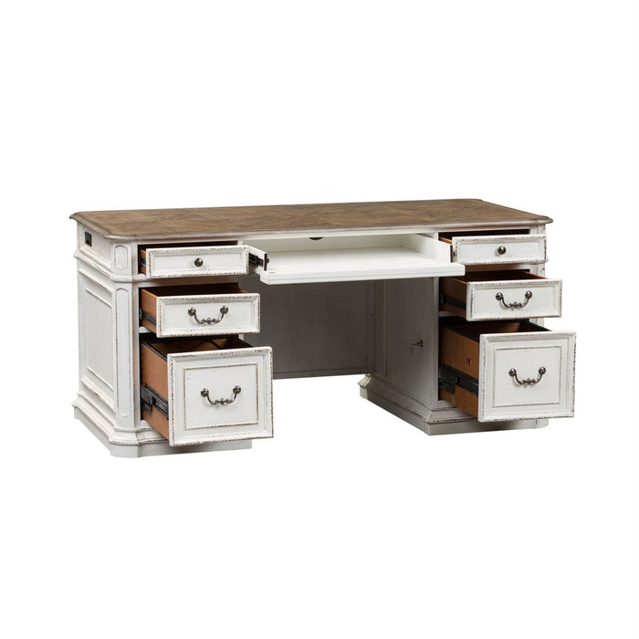 Liberty Magnolia Manor Jr Executive Desk in Antique White 244-HOJ-DSK