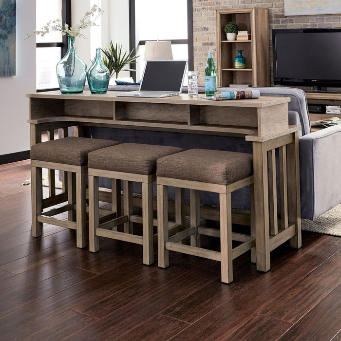 Liberty Furniture Sun Valley Uph Console Stools in Brown (Set of 3)