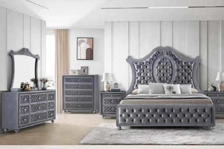 Crown Mark Furniture Voltare Mirror in Dark Grey