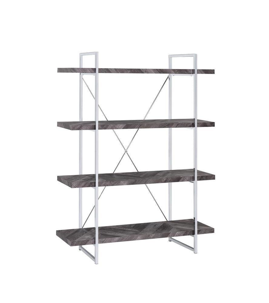Rustic Grey Herringbone / Chrome